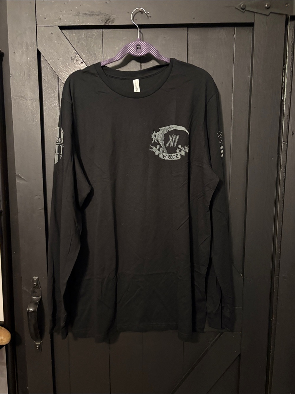 Bella Canvas Black Long-Sleeve Tee with Gray Chest Graphic